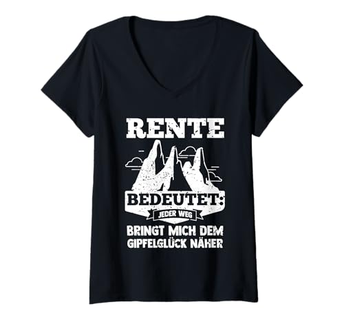 Damen Rente Wandern Wanderer Rentner Ruhestand T-Shirt mit V-Ausschnitt Damen Rente Wandern Wanderer Rentner Ruhestand T-Shirt mit V-Ausschnitt von Berge Wandern Pension Wandersport Rente