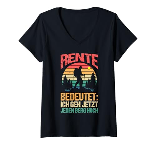 Damen Rente Wandern Wanderer Rentner Ruhestand T-Shirt mit V-Ausschnitt Damen Rente Wandern Wanderer Rentner Ruhestand T-Shirt mit V-Ausschnitt von Berge Wandern Pension Wandersport Rente