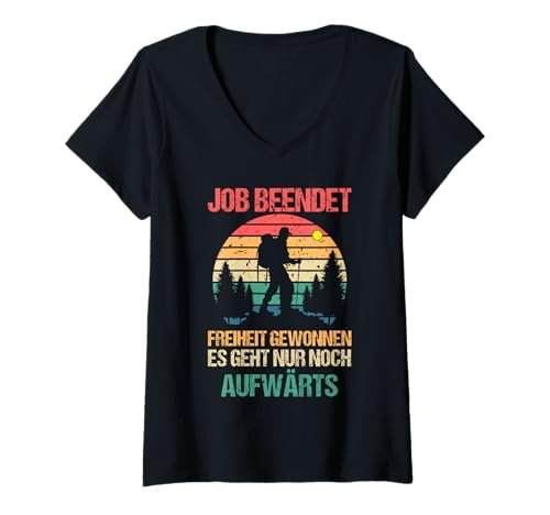 Damen Rente Wandern Wanderer Rentner Ruhestand T-Shirt mit V-Ausschnitt von Berge Wandern Pension Wandersport Rente