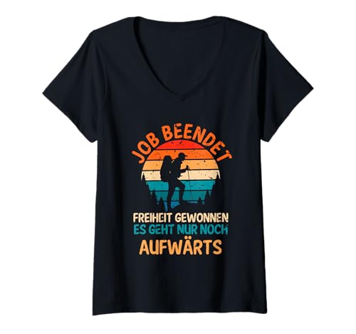 Damen Rente Wandern Wanderer Rentner Ruhestand T-Shirt mit V-Ausschnitt von Berge Wandern Pension Wandersport Rente