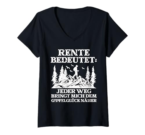 Damen Rente Wandern Wanderer Rentner Ruhestand T-Shirt mit V-Ausschnitt von Berge Wandern Pension Wandersport Rente