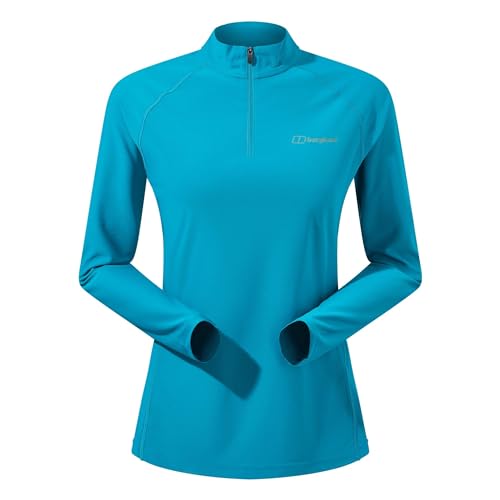 Berghaus Damen 24/7 Half Zip Langärmeliges Tech Baselayer T-Shirt, Dschungelgrün, 34 EU von Berghaus