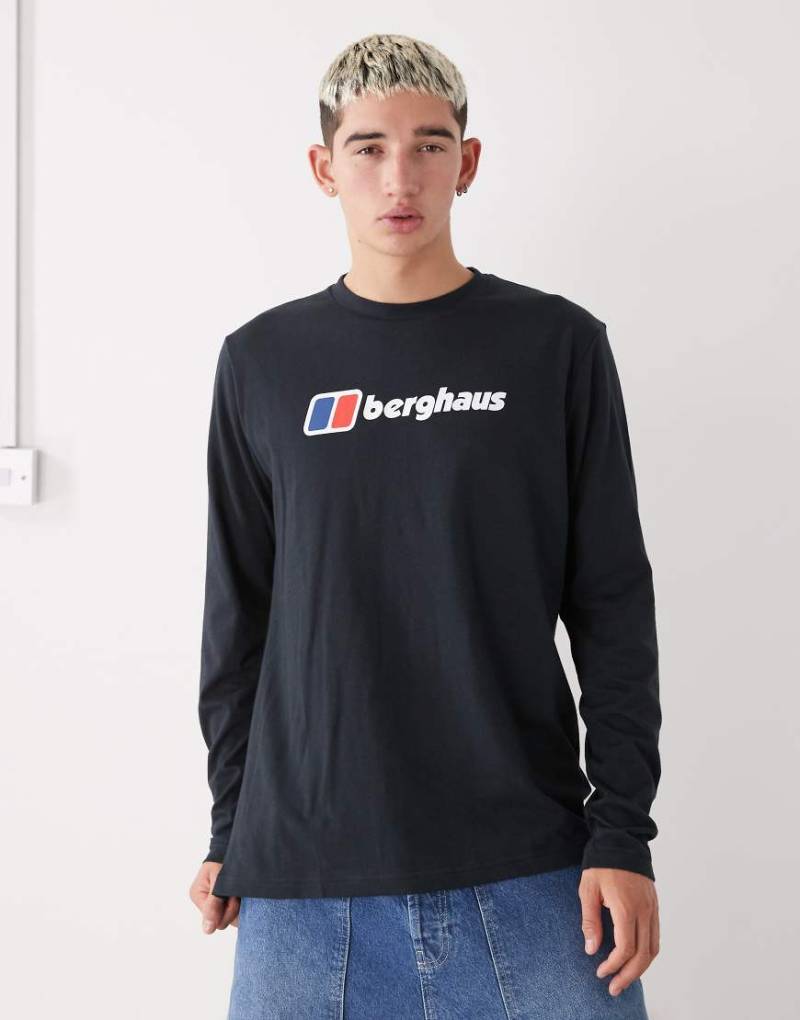 Berghaus - Langärmliges T-Shirt in Schwarz mit großem Logo von Berghaus