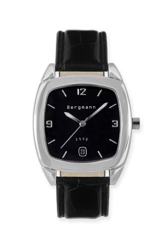 Bergmann 1972 Herren Uhr Analog Quarz Kunstlederamband schwarz von Bergmann