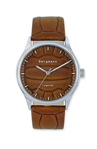 Bergmann Legende Fussball Herren Uhr Analog Quarz braunes Lederamband von Bergmann