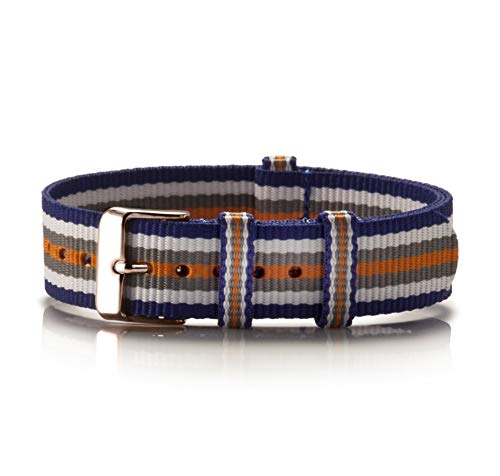 Bergmann NATO Armband Textil Colorido blau-weiß-grau-orange Kupfer von Bergmann