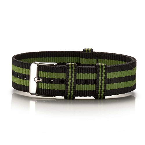 Bergmann NATO Armband Textil Preto Verde schwarz-grün Silber von Bergmann