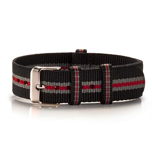 Bergmann NATO Armband Textil Pretored schwarz-grau-rot Kupfer von Bergmann