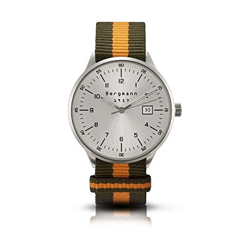 Bergmann Uhr 1957 Olive-orange NATO-Textilarmband von Bergmann