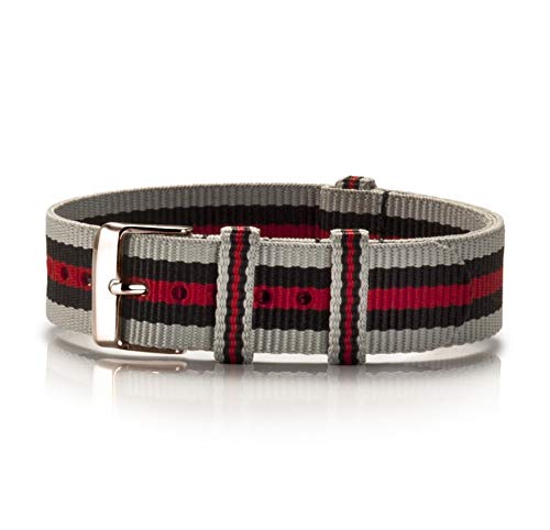 Bergmann NATO Armband Textil Chinza Preto grau-schwarz-rot Kupfer von Bergmann