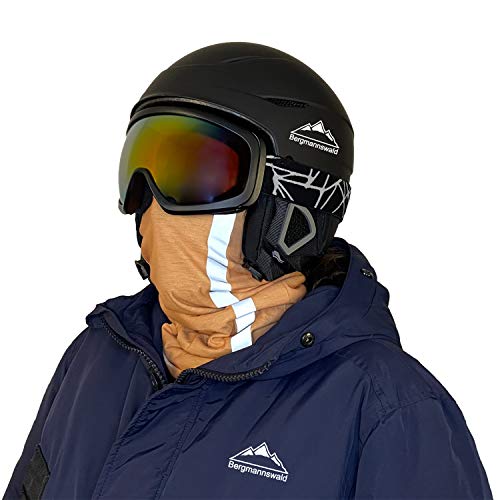 Bergmannswald® warmes Halstuch mit weichem Fleece Skifahrer Biker Fahrradfahrer Camper UVM - atmungsaktiv und flexibel (Orange mit Reflektor) von Bergmannswald
