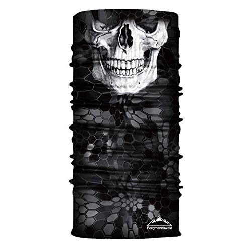 Bergmannswald® warmes Halstuch mit weichem Fleece Skifahrer Biker Fahrradfahrer Camper UVM - atmungsaktiv und flexibel (Tech Fibre Totenkopf) von Bergmannswald