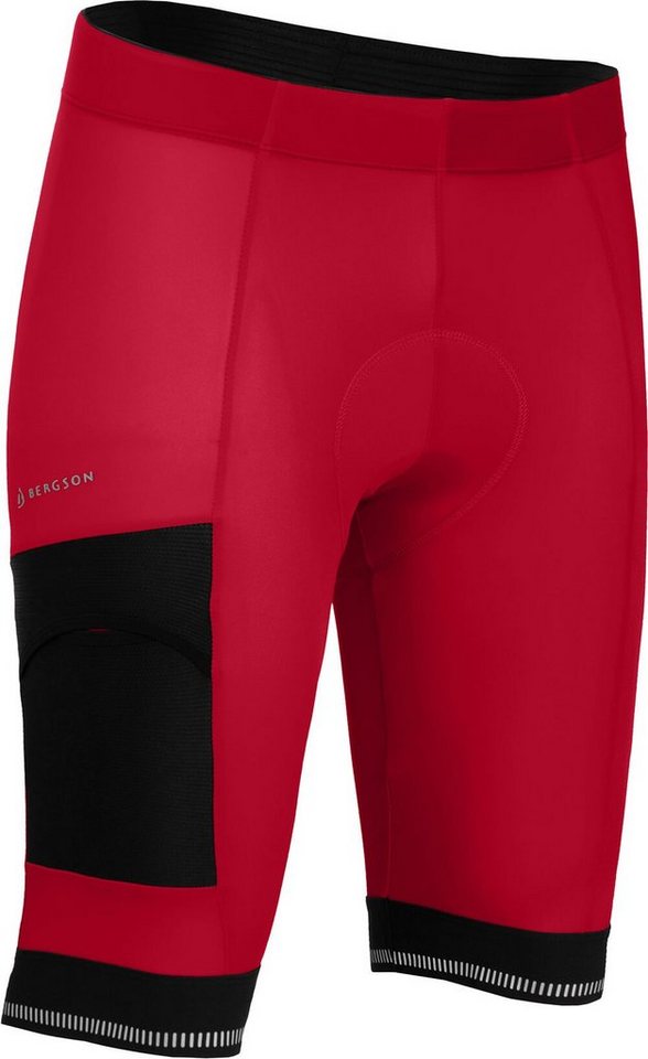 Bergson Fahrradhose KEMI COMFORT Bermuda (mit Sitzpolster) Herren Radshorts, bielastisch, tight, Normalgrößen, Kirsch rot von Bergson