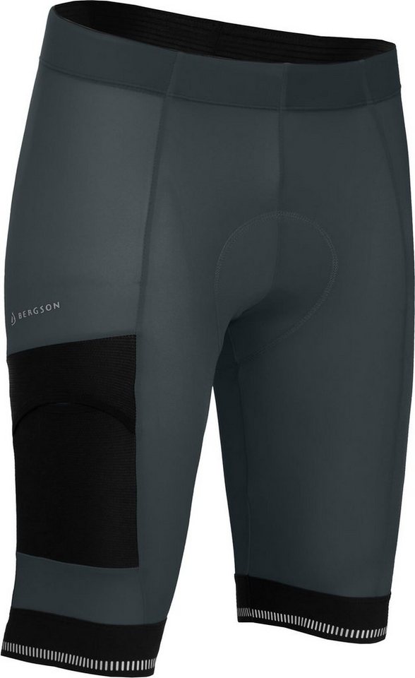 Bergson Fahrradhose KEMI COMFORT Bermuda (mit Sitzpolster) Herren Radshorts, bielastisch, tight, Normalgrößen, dunkel grau von Bergson