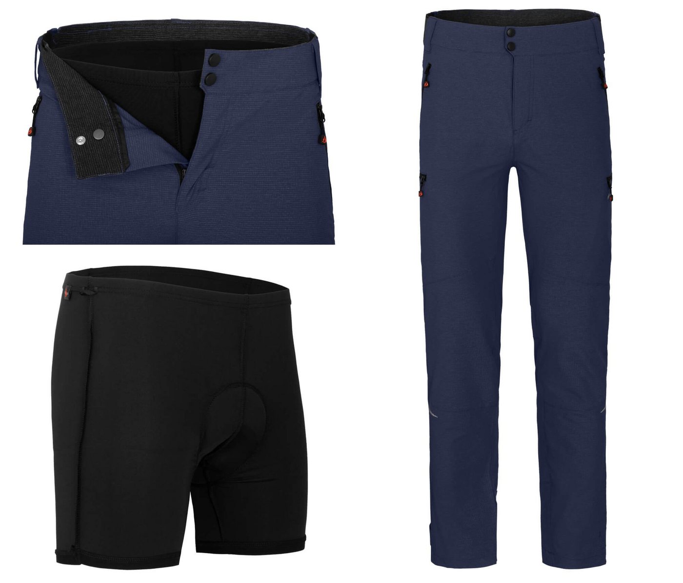 Bergson Fahrradhose PORVOO (mit gepolsterter Innenhose) Herren Radhose, robust, elastisch, Langgrößen, peacoat blau von Bergson