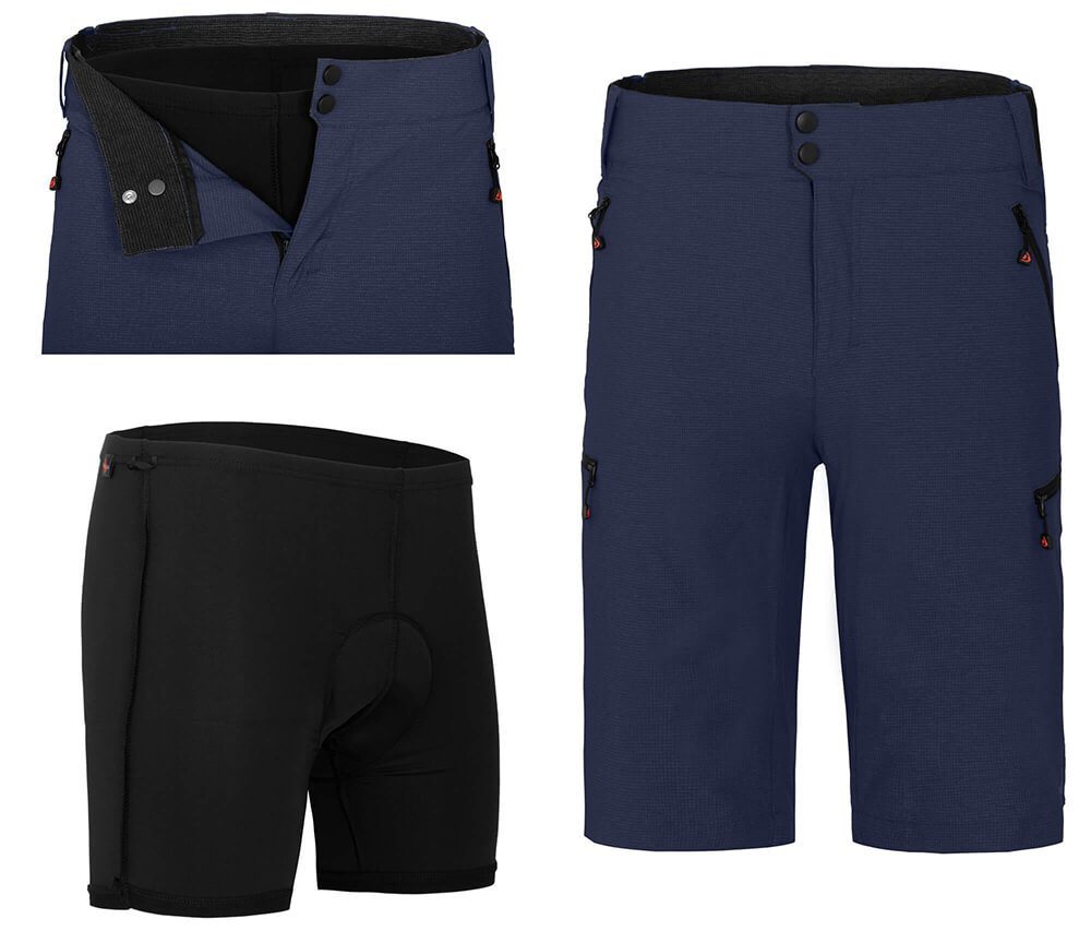 Bergson Fahrradhose PORVOO Bermuda (mit gepolsterter Innenhose) Herren Radshorts, robust, elastisch, Normalgrößen, peacoat blau von Bergson