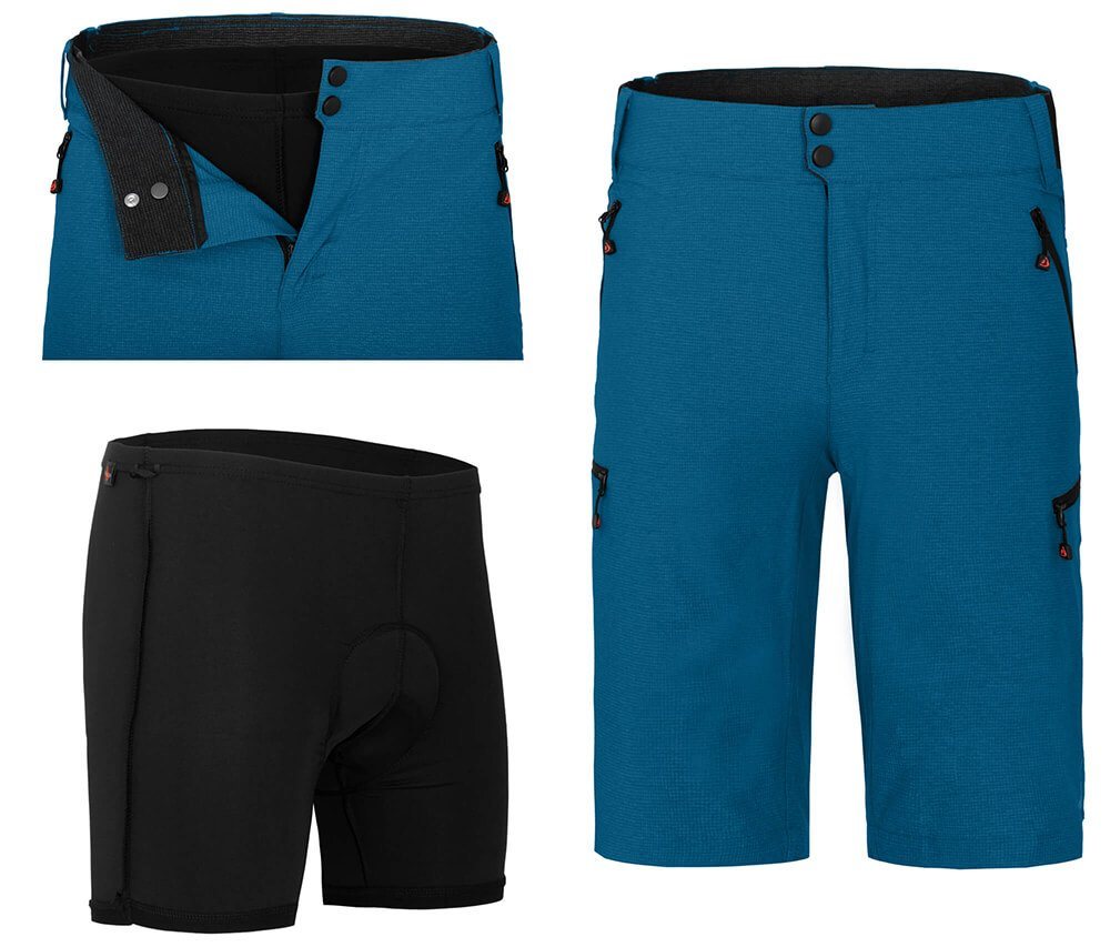 Bergson Fahrradhose PORVOO Bermuda (mit gepolsterter Innenhose) Herren Radshorts, robust, elastisch, Normalgrößen, saphir blau von Bergson