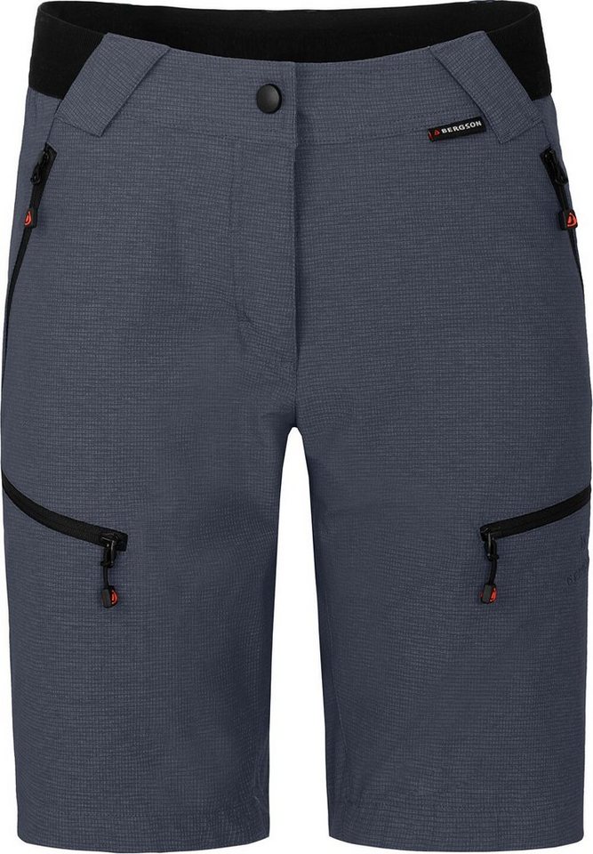 Bergson Outdoorhose PORI Bermuda Damen Wandershorts, robust, elastisch, Normalgrößen, grau/blau von Bergson