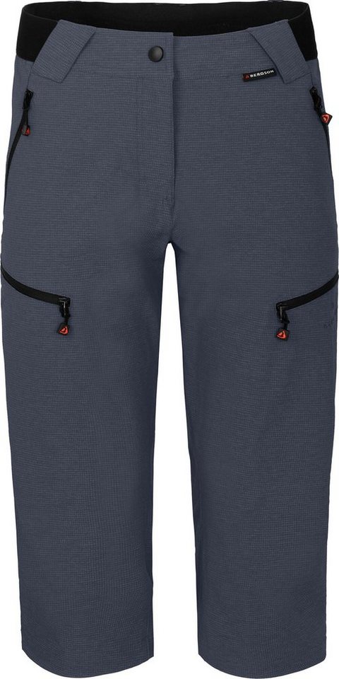 Bergson Outdoorhose PORI Capri Damen 3/4 Wanderhose, robust, elastisch, Normalgrößen, grau/blau von Bergson