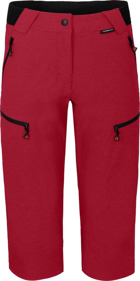 Bergson Outdoorhose PORI Capri Damen 3/4 Wanderhose, robust, elastisch, Normalgrößen, rot von Bergson
