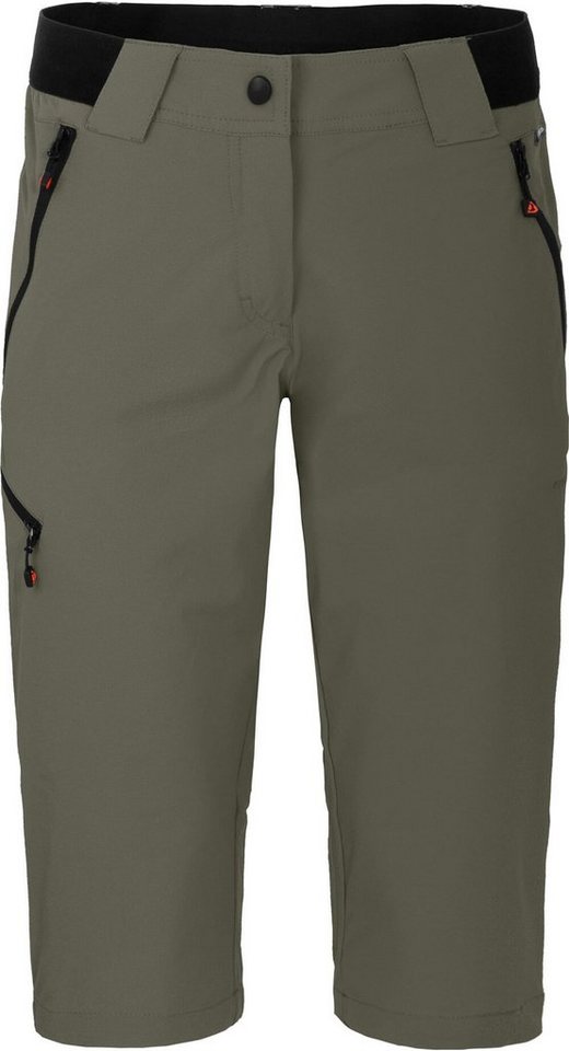 Bergson Outdoorhose VIDAA COMFORT Capri Damen 3/4 Wanderhose, leicht, strapazierfähig, Normalgrößen, grau/grün von Bergson