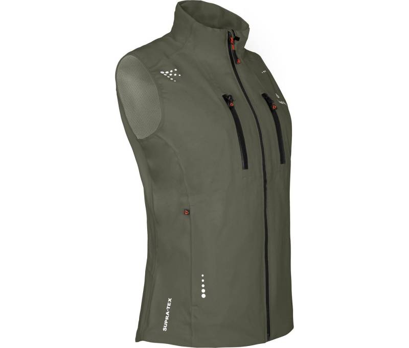 Outdoorjacke LEKNES West Damen Regenweste, recycelt, Netzfutter 20000 mm Wassersäule, Normalgrößen, grau/grün von Bergson