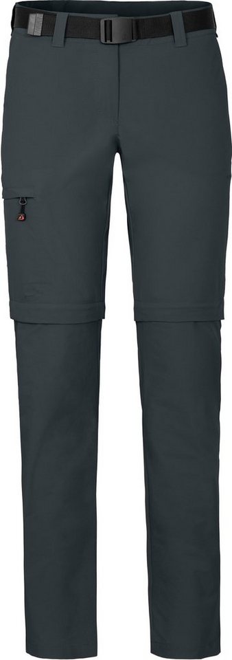 Bergson Zip-off-Hose BENNETT Zipp-Off (slim) Damen Wanderhose, vielseitig, pflegeleicht, Kurzgrößen, dunkel grau von Bergson