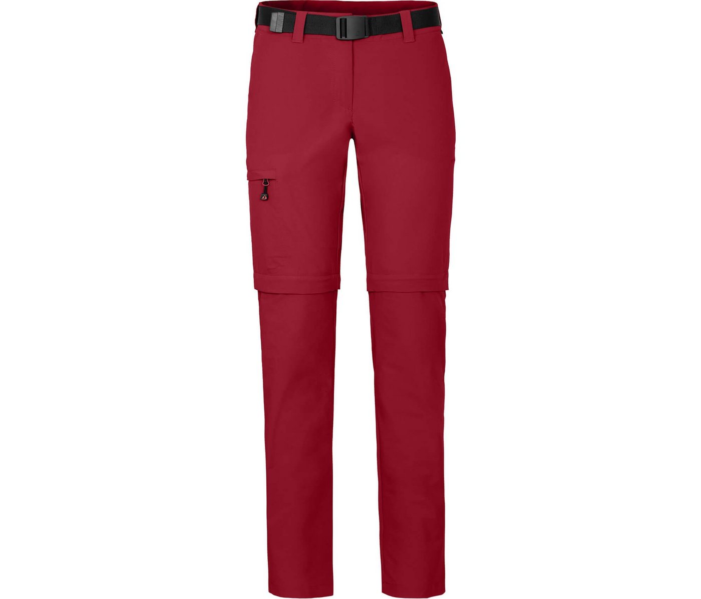 Bergson Zip-off-Hose BENNETT Zipp-Off (slim) Damen Wanderhose, vielseitig, pflegeleicht, Kurzgrößen, dunkelrot von Bergson