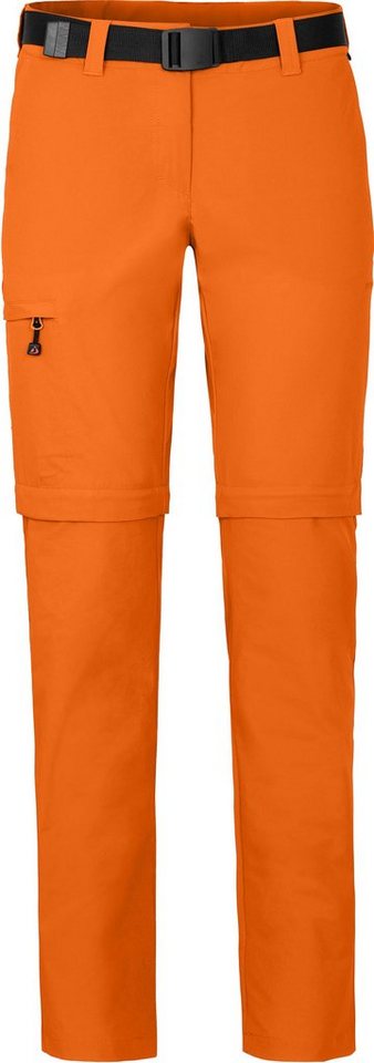 Bergson Zip-off-Hose BENNETT Zipp-Off (slim) Damen Wanderhose, vielseitig, pflegeleicht, Kurzgrößen, orange von Bergson