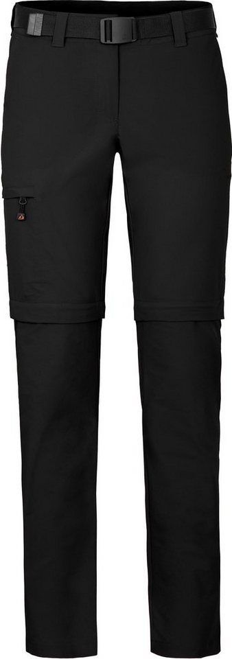 Bergson Zip-off-Hose BENNETT Zipp-Off (slim) Damen Wanderhose, vielseitig, pflegeleicht, Kurzgrößen, schwarz von Bergson