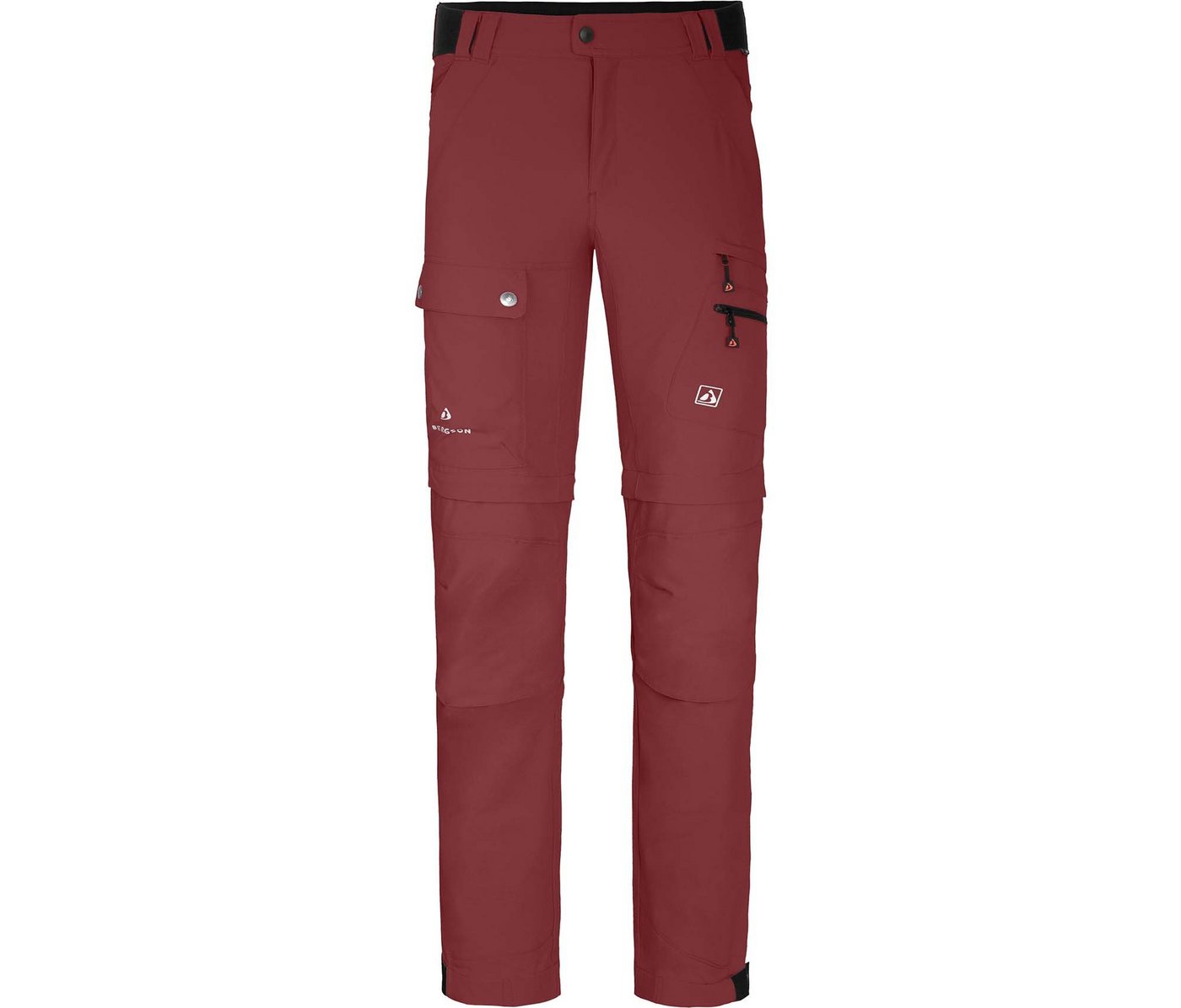 Bergson Zip-off-Hose FROSLEV Bermuda Zipp-Off Herren Wanderhose, recycelt, elastisch, 7 Taschen, Normalgrößen, rot von Bergson