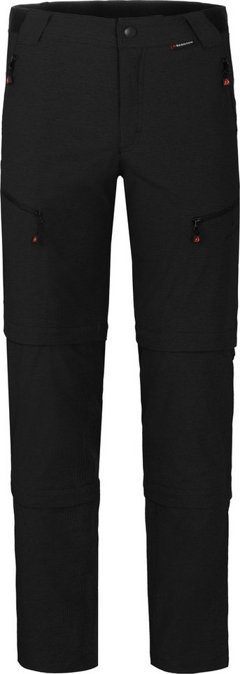 Bergson Zip-off-Hose LEBIKO Doppel Zipp-Off mit T-ZIPP Herren Wanderhose, robust elastisch, Langgrößen, schwarz von Bergson