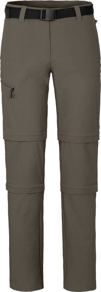 Bergson Zip-off-Hose NARRABEEN Doppel Zipp-Off Damen Wanderhose, vielseitig pflegeleicht, Normalgrößen, braun/grün von Bergson