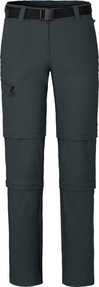 Bergson Zip-off-Hose NARRABEEN Doppel Zipp-Off Damen Wanderhose, vielseitig pflegeleicht, Kurzgrößen, dunkel grau von Bergson