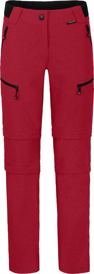 Bergson Zip-off-Hose PORI Doppel Zipp-Off mit T-ZIPP Damen Wanderhose, robust elastisch, Kurzgrößen, rot von Bergson