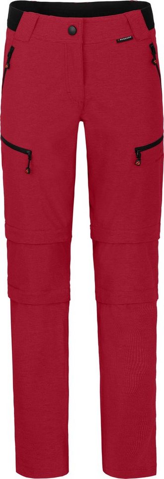Bergson Outdoorhose PORI Doppel Zipp-Off mit T-ZIPP Damen Wanderhose, robust elastisch, Kurzgrößen, rot von Bergson
