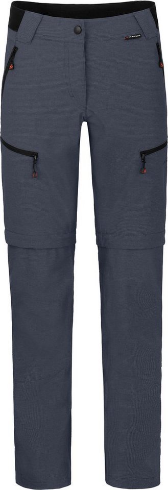 Bergson Zip-off-Hose PORI Zipp-Off Damen Wanderhose, robust, elastisch, Kurzgrößen, grau/blau von Bergson