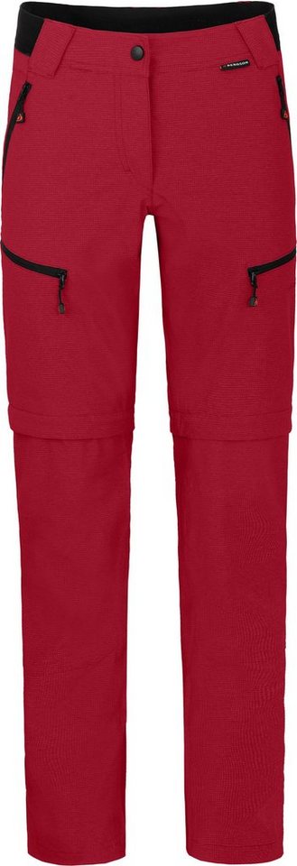 Bergson Zip-off-Hose PORI Zipp-Off Damen Wanderhose, robust, elastisch, Kurzgrößen, rot von Bergson