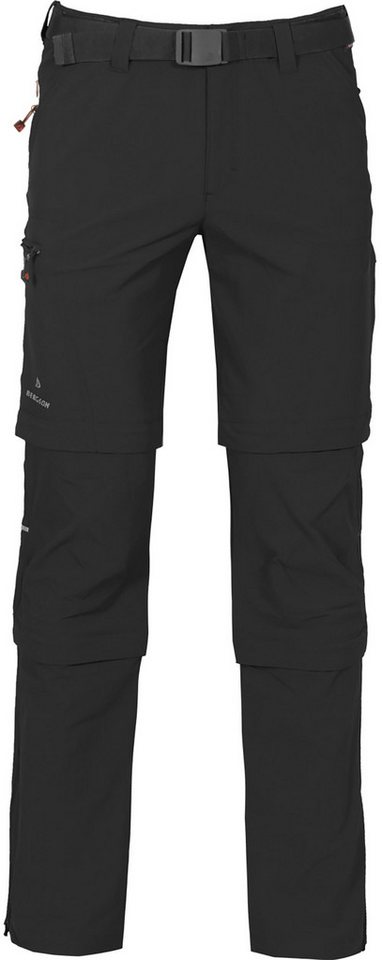 Bergson Outdoorhose QUEENSLAND Doppel Zipp-Off mit T-ZIPP Herren Wanderhose, vielseitig, pflegeleicht, Kurzgrößen, schwarz von Bergson