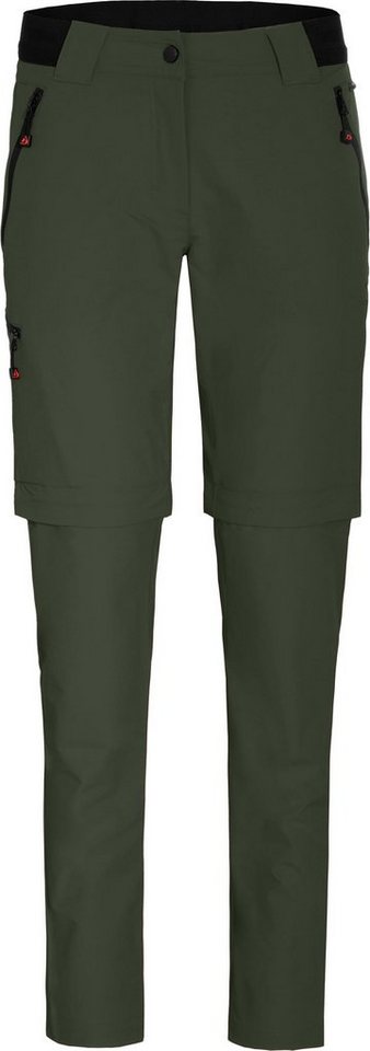 Bergson Zip-off-Hose VIDAA COMFORT Zipp Off (slim) Damen Wanderhose, leicht strapazierfähig, Kurzgrößen, dunkel grün von Bergson