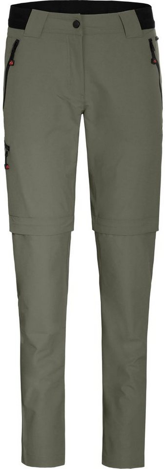 Bergson Zip-off-Hose VIDAA COMFORT Zipp Off (slim) Damen Wanderhose, leicht strapazierfähig, Kurzgrößen, grau/grün von Bergson