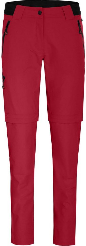 Bergson Zip-off-Hose VIDAA COMFORT Zipp Off (slim) Damen Wanderhose, leicht strapazierfähig, Kurzgrößen, rot von Bergson