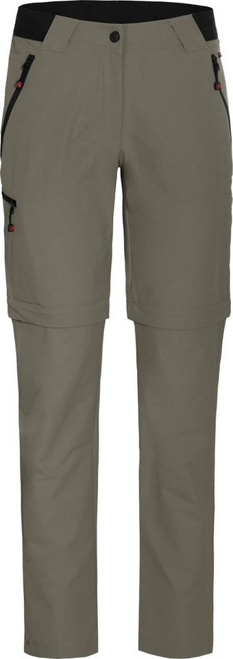 Bergson Zip-off-Hose VIDAA COMFORT Zipp-Off Damen Wanderhose, leicht, strapazierfähig, Kurzgrößen, grau/grün von Bergson