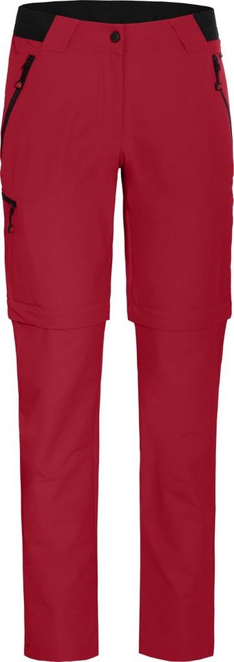 Bergson Zip-off-Hose VIDAA COMFORT Zipp-Off Damen Wanderhose, leicht, strapazierfähig, Kurzgrößen, rot von Bergson