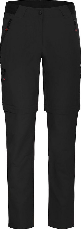 Bergson Zip-off-Hose VIDAA COMFORT Zipp-Off Damen Wanderhose, leicht, strapazierfähig, Kurzgrößen, schwarz von Bergson