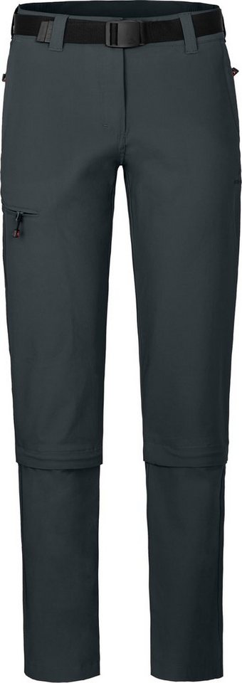 Bergson Zip-off-Hose YORK Capri Zipp-Off Damen Wanderhose, vielseitig, pflegeleicht, Langgrößen, dunkel grau von Bergson