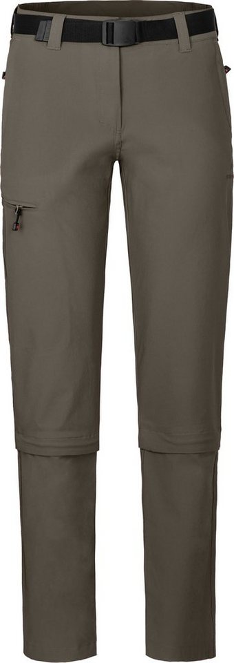 Bergson Zip-off-Hose YORK Zipp-Off Damen Wanderhose, vielseitig, pflegeleicht, Kurzgrößen, braun/grün von Bergson