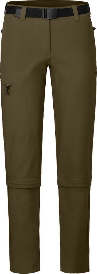 Bergson Zip-off-Hose YORK Zipp-Off Damen Wanderhose, vielseitig, pflegeleicht, Normalgrößen, olive grün von Bergson