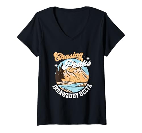Damen Bergsteiger - Irrawaddy-Delta T-Shirt mit V-Ausschnitt Damen Bergsteiger - Irrawaddy-Delta T-Shirt mit V-Ausschnitt von Bergsteigen in Myanmar