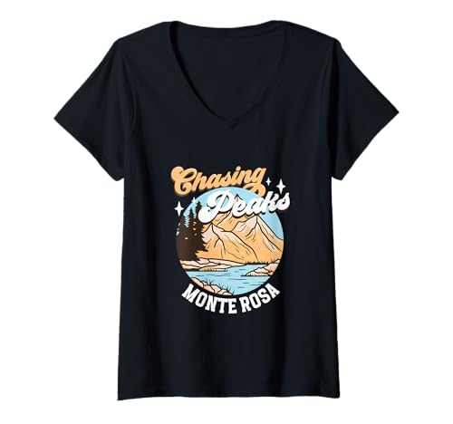 Damen Bergsteiger - Monte Rosa T-Shirt mit V-Ausschnitt Damen Bergsteiger - Monte Rosa T-Shirt mit V-Ausschnitt von Bergsteigen in Schweiz